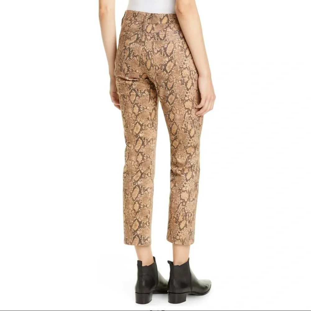 NWT FRAME Le High Python Print Ankle Crop Coated Skinny Jeans Women’s Size 26 - Picture 2 of 4